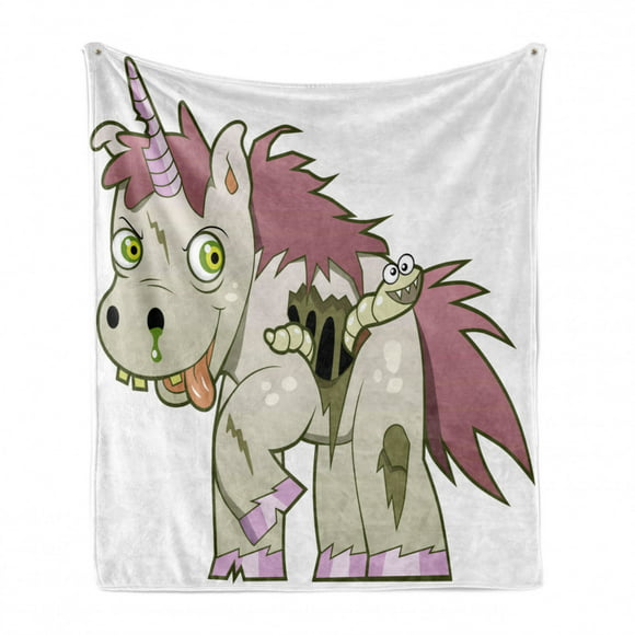 Ambesonne Kissing Soft Flannel Fleece Throw Blanket Cartoon Illustrated Keep Calm and Live Your Own Wording and Unicorn Motif 70 x 90 Multicolor Cozy Plush for Indoor and Outdoor Use 